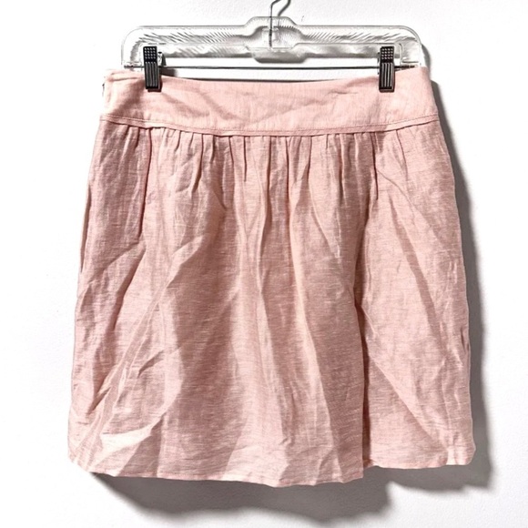 NWT LOFT Peach Linen Blend Mini Skirt Pockets Women’s Size 4 Spring Romantic - Picture 2 of 9